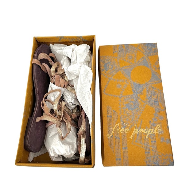 FREE PEOPLE Dahlia Metallic Lace Up Wrap Sandals - Picture 7 of 8